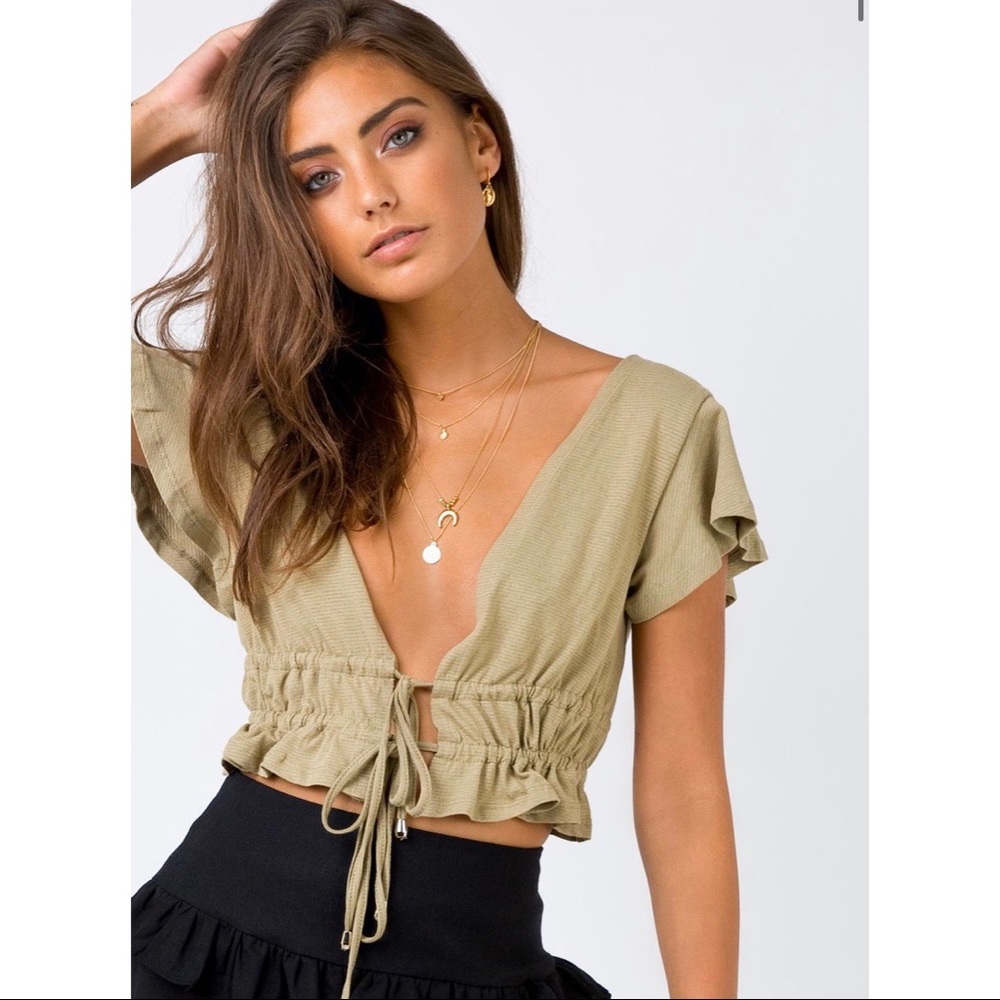Jamison Reid Crop Top Khaki NWT
